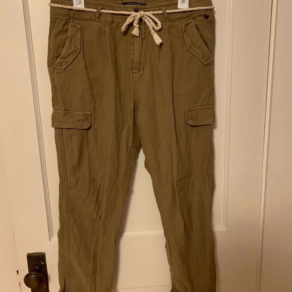 Tan free people cropped cargo pants